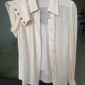Zimmerman Cream Button-Up Blouse with Gold Accents